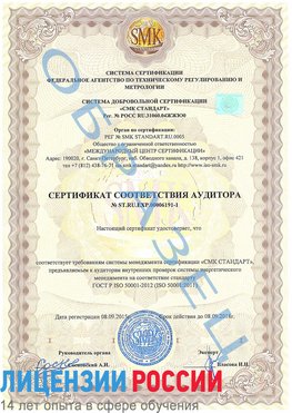 Образец сертификата соответствия аудитора №ST.RU.EXP.00006191-1 Сочи Сертификат ISO 50001